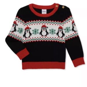 Holiday Time Toddler Boys Christmas Sweater with Penguins 3T NWT